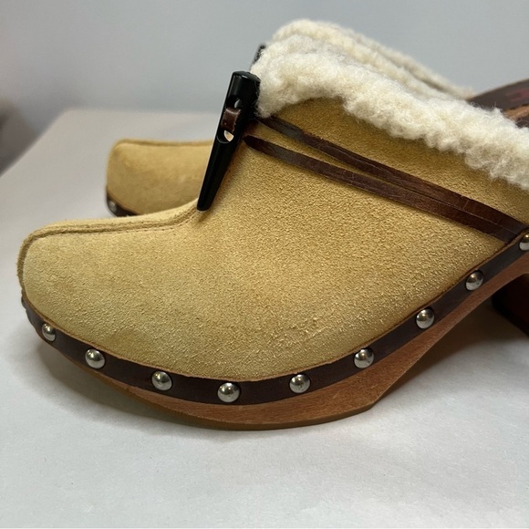 Vintage Tommy Hilfiger Clogs Size 7.5 Leather Upper Tan Summer Y2K 90s - Picture 2 of 15
